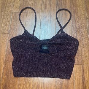 Pink and black sparkly crop top Rue 21 size small